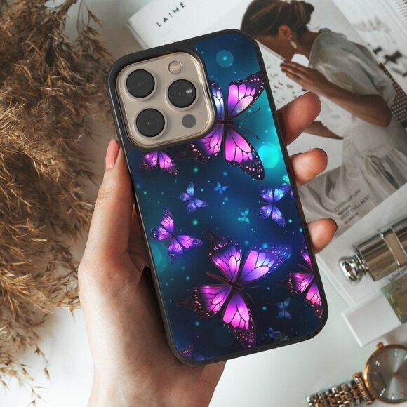 Butterfly Phone Case iPhone 16 Pro, 15 Pro, 14, Samsung Galaxy S25 Google Pixel - Picture 1 of 7